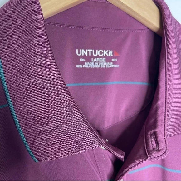 Untuckit Cronos Wide Stripe Purple Mens Performance Polo
Shirt Size Large - Picture 3 of 5